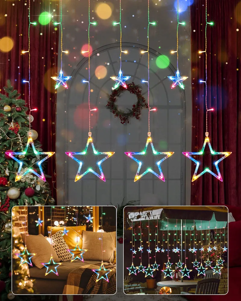 ISHABAO Lichtgordijn Sterren 138 LED 24x1M Multicolor — foto 1