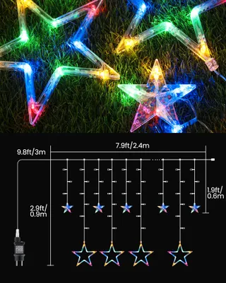 ISHABAO Lichtgordijn Sterren 138 LED 24x1M Multicolor — miniatuur 7