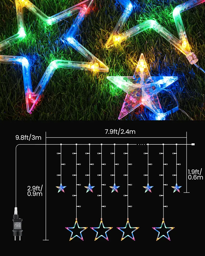 ISHABAO Lichtgordijn Sterren 138 LED 24x1M Multicolor — foto 7