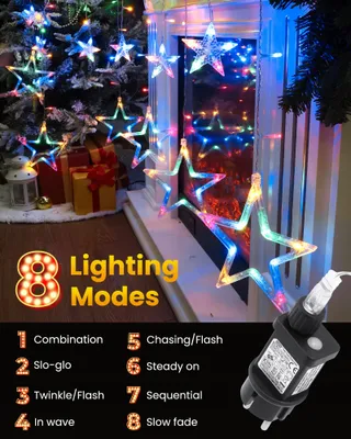 ISHABAO Lichtgordijn Sterren 138 LED 24x1M Multicolor — miniatuur 6