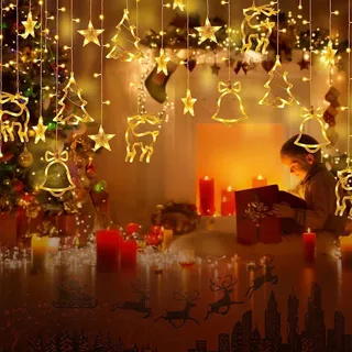 ELEUTH Kerst Lichtgordijn 138 LED 8 Modi — miniatuur 1