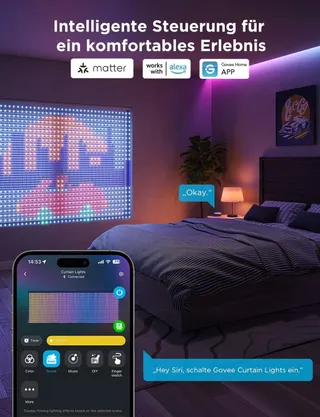 GOVEE LED Lichtgordijn 3x2m RGBIC IP65 1040 LED Alexa — miniatuur 8