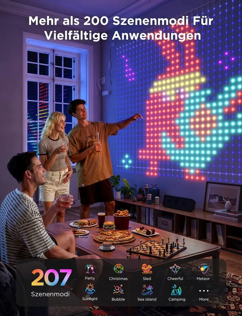 GOVEE LED Lichtgordijn 3x2m RGBIC IP65 1040 LED Alexa — foto 7