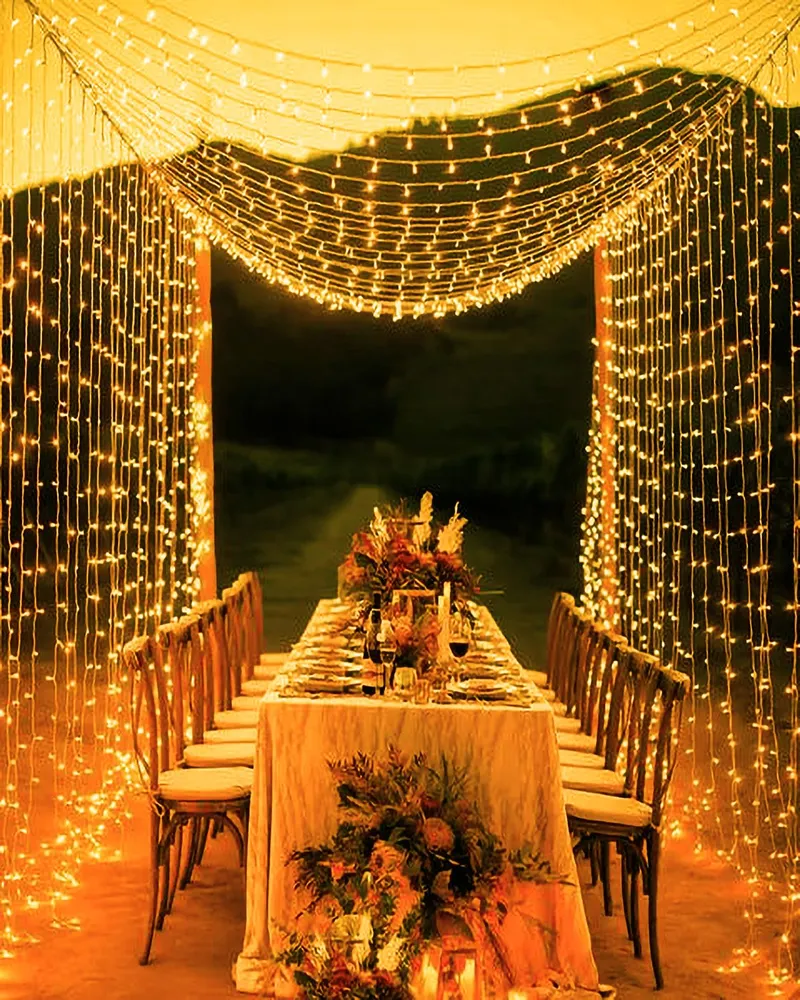 YOMISTAR LED Lichtgordijn 6x3m 600 LED Waterdicht Bruiloft Tuin — foto 1