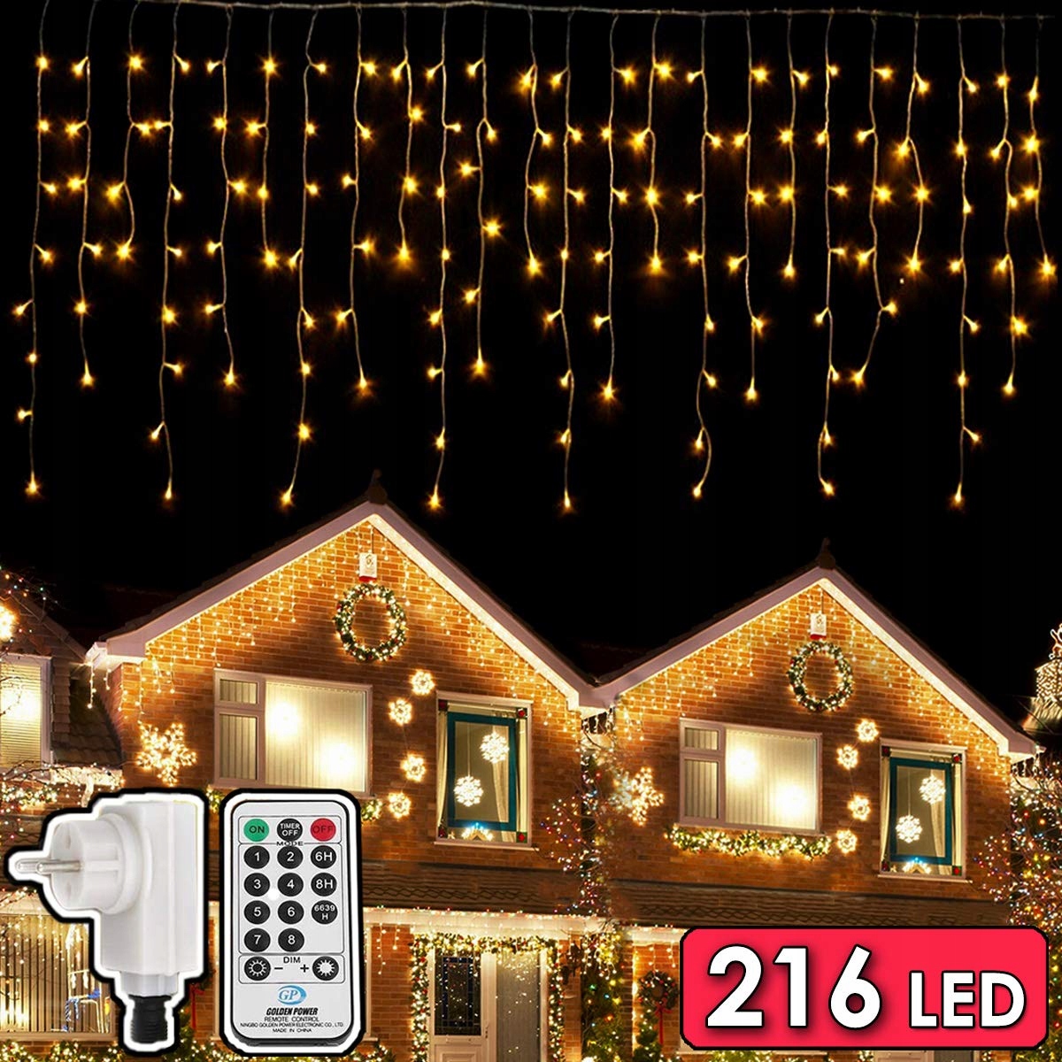 DIWUJI Lichtketting 216 LED 55M Afstandsbediening Dimbaar