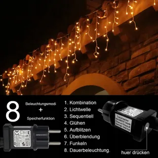 INTERGO LED Lichtgordijn Buiten Waterdicht 10M 400 LED Timer — miniatuur 4
