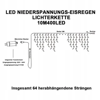 INTERGO LED Lichtgordijn Buiten Waterdicht 10M 400 LED Timer — miniatuur 7