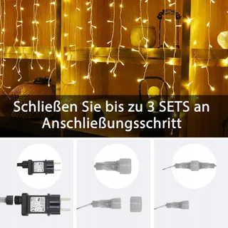 INTERGO LED Lichtgordijn Buiten Waterdicht 10M 400 LED Timer — miniatuur 5