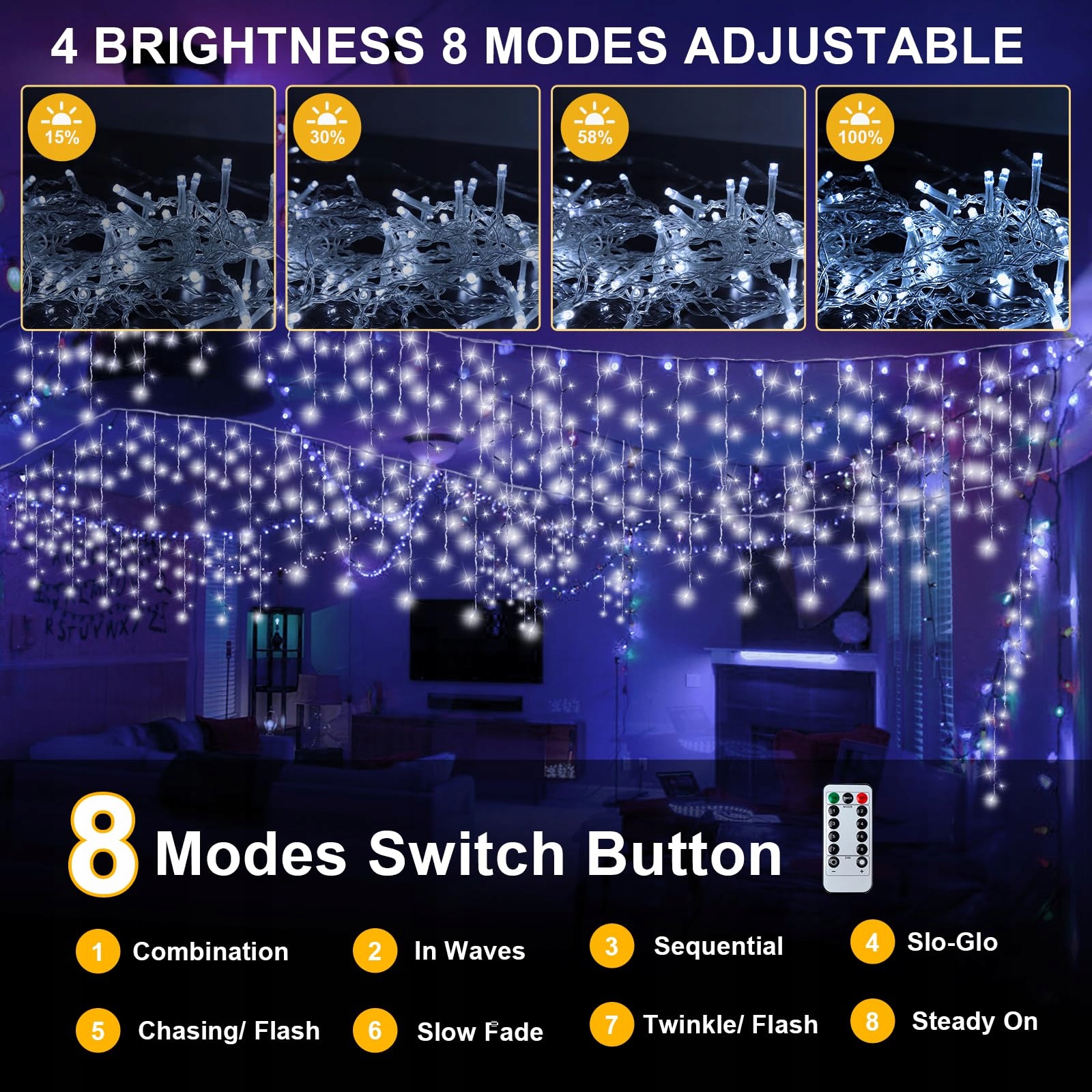 PEMOTECH Lichtgordijn Buiten 8 Modi 10m 423 LED
