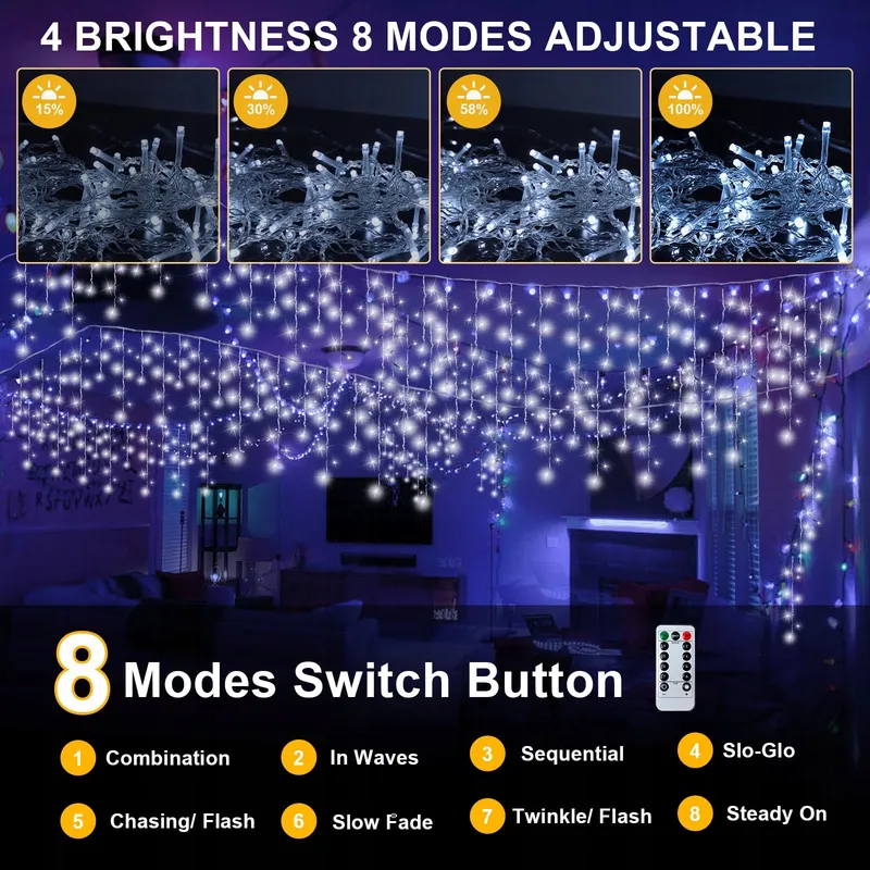 PEMOTECH Lichtgordijn Buiten 8 Modi 10m 423 LED — foto 1