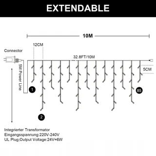 PEMOTECH Lichtgordijn Buiten 8 Modi 10m 423 LED — miniatuur 5