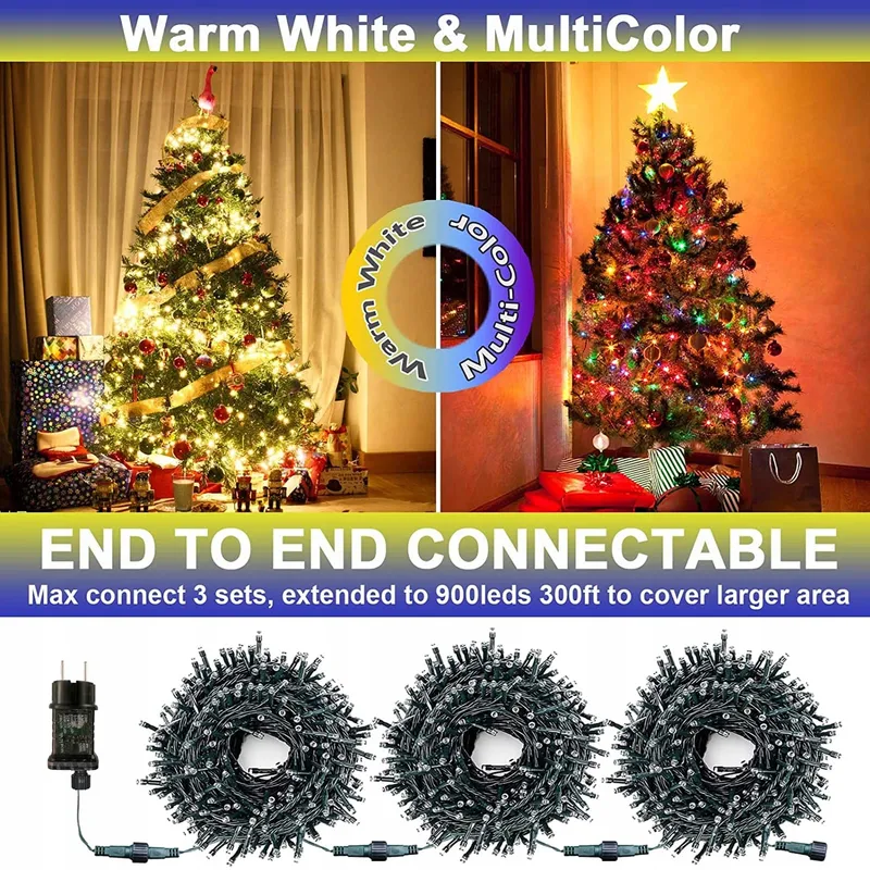 BOWFAR Kerstverlichting 11 Modi 10M 900 LED — foto 4