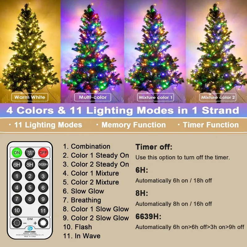 BOWFAR Kerstverlichting 11 Modi 10M 900 LED — foto 3