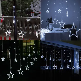 ISHABAO Sterrenlichtgordijn Kerstdecoratie 138 LED — miniatuur 5