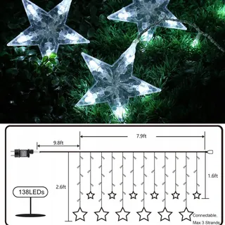 ISHABAO Sterrenlichtgordijn Kerstdecoratie 138 LED — miniatuur 6