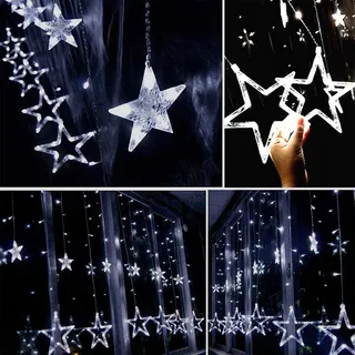 ISHABAO Sterrenlichtgordijn Kerstdecoratie 138 LED — miniatuur 4