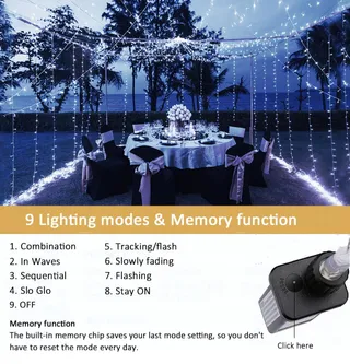 YOMISTAR Lichtgordijn 6x3m 600 LED Waterdicht Voor Bruiloft — miniatuur 5