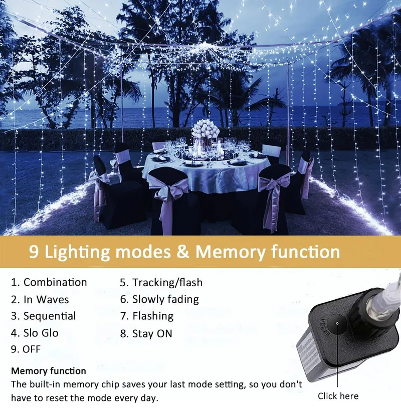 YOMISTAR Lichtgordijn 6x3m 600 LED Waterdicht Voor Bruiloft — foto 5