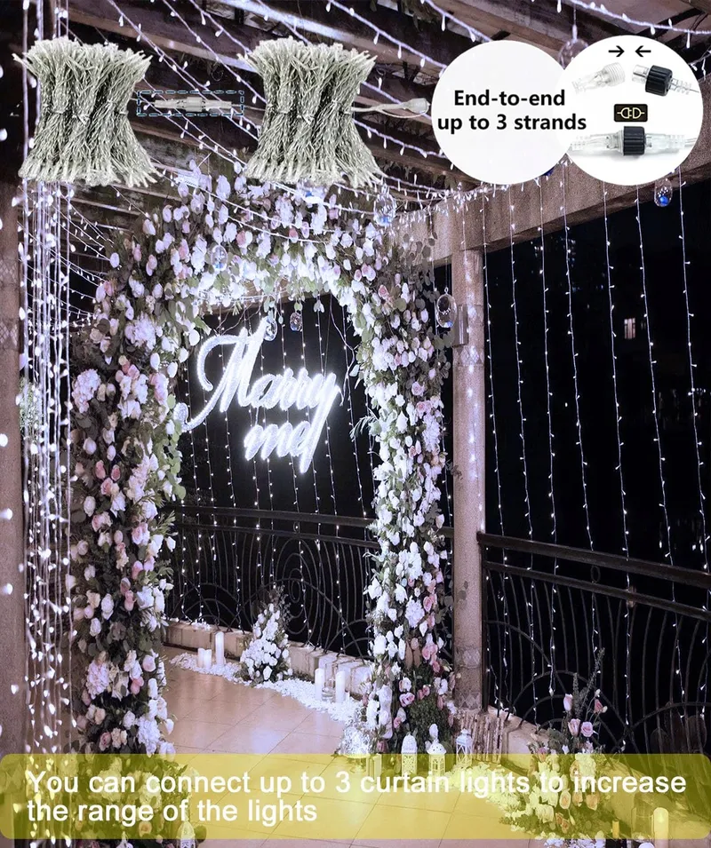 YOMISTAR Lichtgordijn 6x3m 600 LED Waterdicht Voor Bruiloft — foto 1