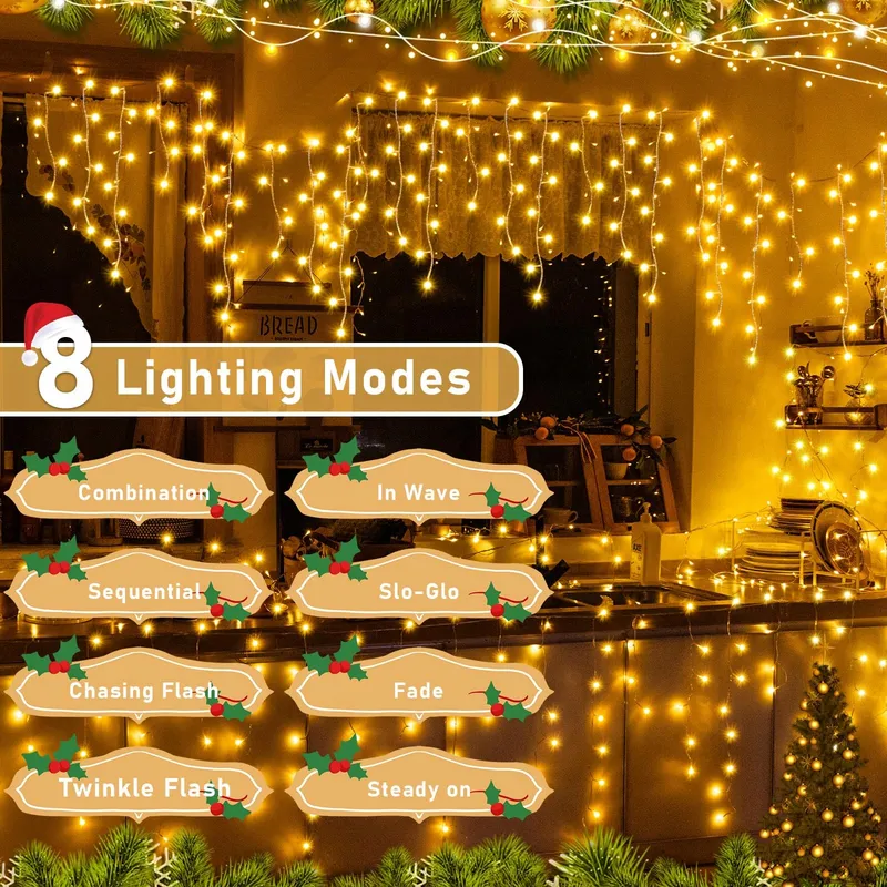 AURIOSTAR LED Lichtketting Buiten 306 LED 75M Timer 8 Modi — foto 6