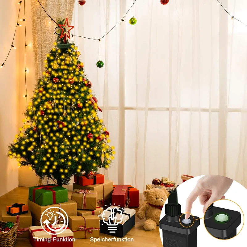 ETOPGO Kerstboomverlichting Warmwit IP44 Timer 8 Standen 2M 400LED — foto 3