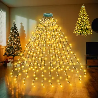 ETOPGO Kerstboomverlichting Warmwit IP44 Timer 8 Standen 2M 400LED — miniatuur 1