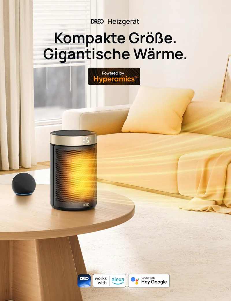 DREO Energiezuinige Keramische Kachel 1500W Thermostaat Goud Versie 2 — foto 3