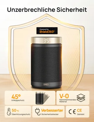 DREO Energiezuinig Keramisch Verwarmer 1500W Thermostaat Goud V3 — miniatuur 5