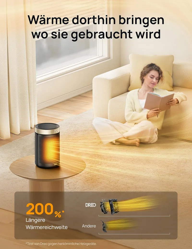 DREO Energiezuinig Keramisch Verwarmer 1500W Thermostaat Goud V3 — foto 4