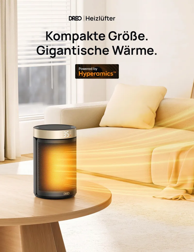 DREO Energiezuinig Keramisch Verwarmer 1500W Thermostaat Goud V3 — foto 2