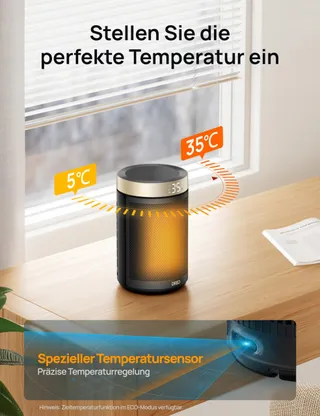 DREO Energiezuinig Keramisch Verwarmer 1500W Thermostaat Goud V3 — miniatuur 6