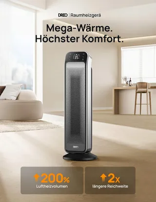 DREO Energiezuinige Keramische Kachel 2000W Thermostaat Afstandsbediening — miniatuur 2