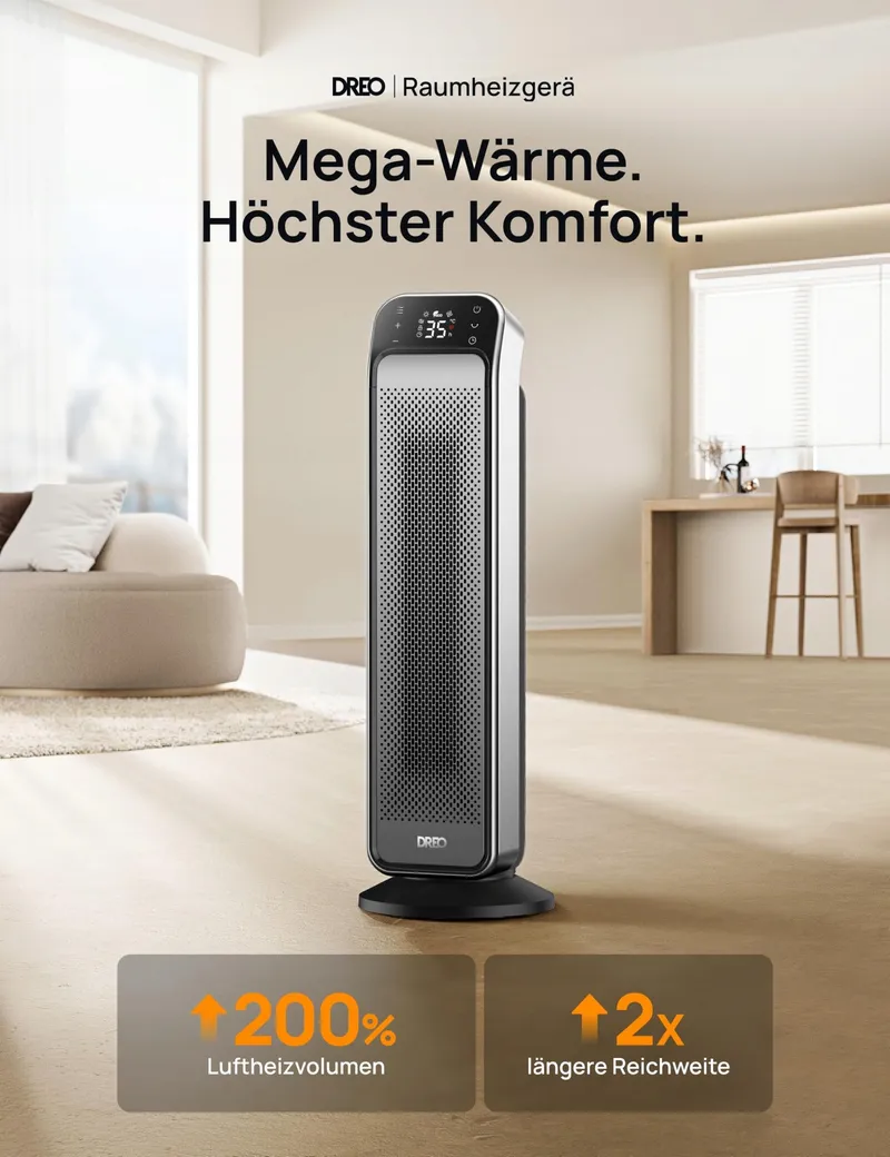 DREO Energiezuinige Keramische Kachel 2000W Thermostaat Afstandsbediening — foto 2