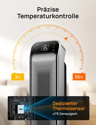 DREO Energiezuinige Keramische Kachel 2000W Thermostaat Afstandsbediening — miniatuur 7