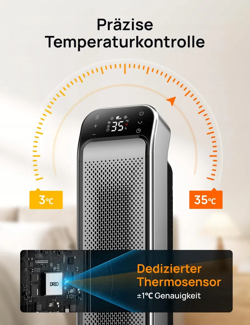 DREO Energiezuinige Keramische Kachel 2000W Thermostaat Afstandsbediening — foto 7