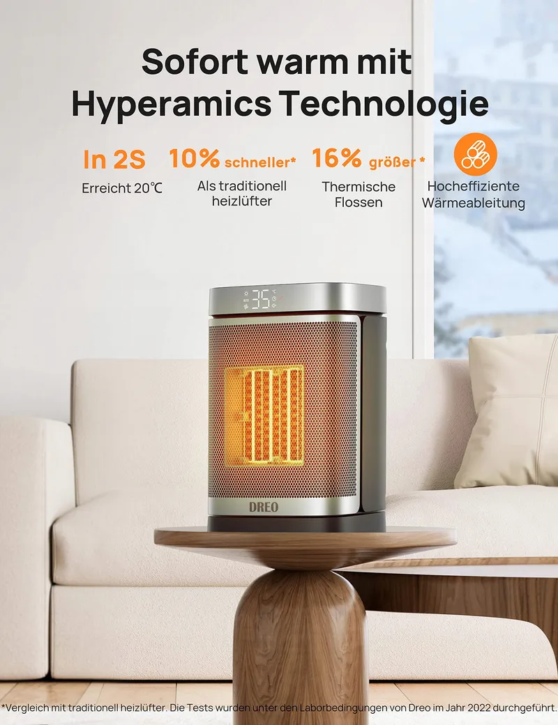 DREO Energiezuinig Stil Elektrische Verwarmer 1500W Afstandsbediening V2 — foto 2