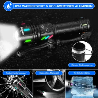 SHADOWHAWK LED Zaklamp Tactisch Oplaadbaar 30W Waterdicht — miniatuur 8