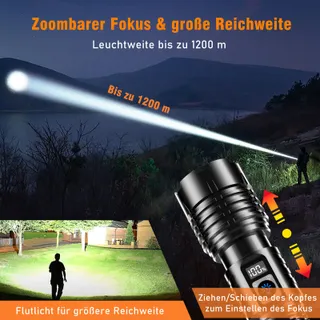 SHADOWHAWK LED Zaklamp Oplaadbaar Tactisch Ultra Helder Krachtig — miniatuur 7