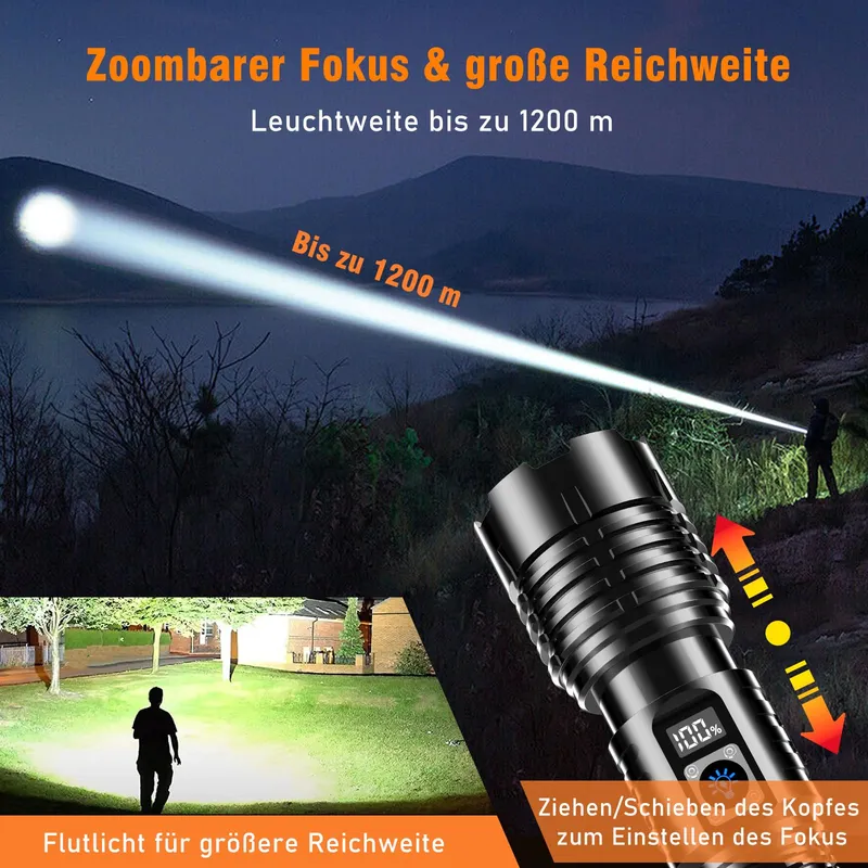 SHADOWHAWK LED Zaklamp Oplaadbaar Tactisch Ultra Helder Krachtig — foto 7