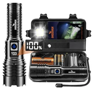 SHADOWHAWK LED Zaklamp Oplaadbaar Tactisch Ultra Helder Krachtig — miniatuur 1