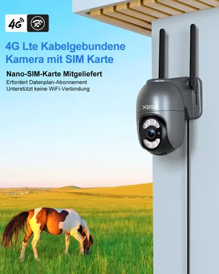 XEGA Beveiligingscamera Buiten 4G LTE SIM-Kaart Zonder WiFi — miniatuur 2