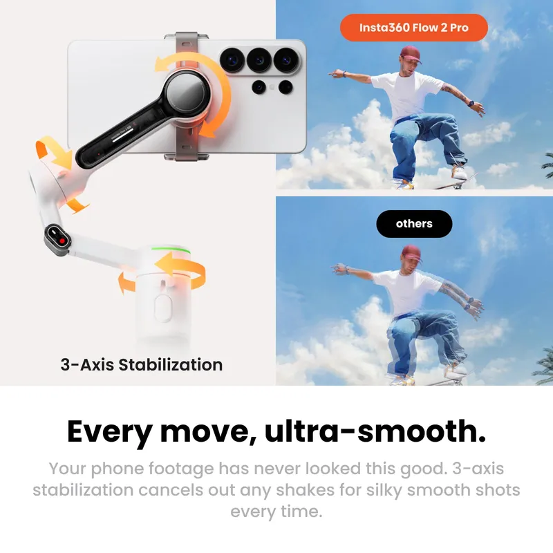 Insta360 Flow 2 Pro Telefoon Gimbal AI Tracking Selfie Stick Statief — foto 7