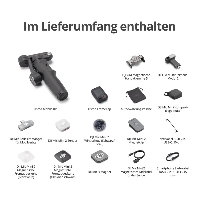DJI Osmo Mobile 8P Telefoon Gimbal met Mic Mini 2 Draadloze Microfoon — foto 8