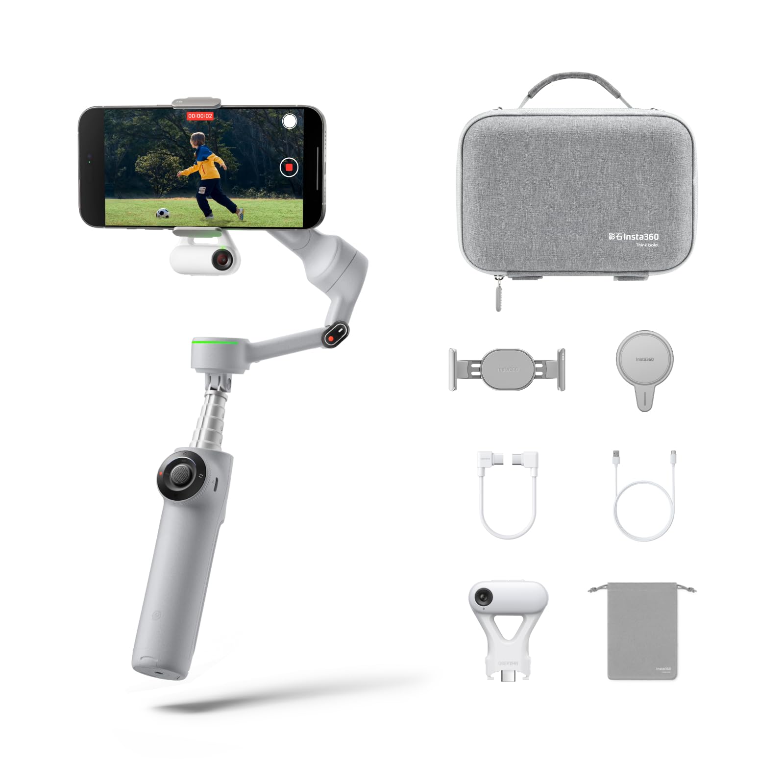 Insta360 Flow 2 Pro Gimbal Telefoonstabilisator Creator Bundle Grijs