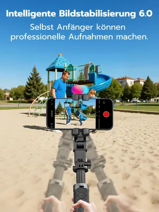 AOCHUAN M3 Pro Mini Gimbal 4-in-1 AI Tracking Selfie Stick Zwart — miniatuur 6