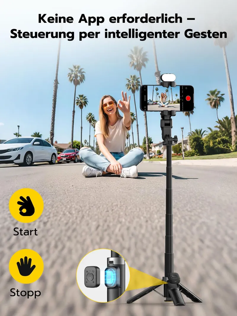 AOCHUAN M3 Pro Mini Gimbal 4-in-1 AI Tracking Selfie Stick Zwart — foto 2