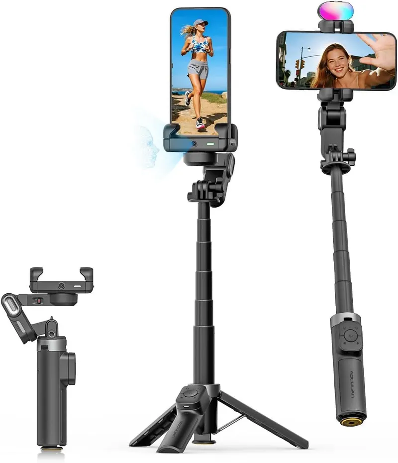 AOCHUAN M3 Pro Mini Gimbal 4-in-1 AI Tracking Selfie Stick Zwart — foto 1