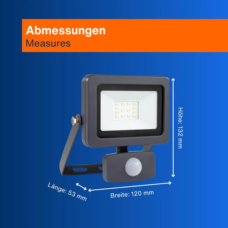 REV LED Wandlamp Met Bewegingssensor 10W 900lm IP44 6500K Antraciet — foto 6