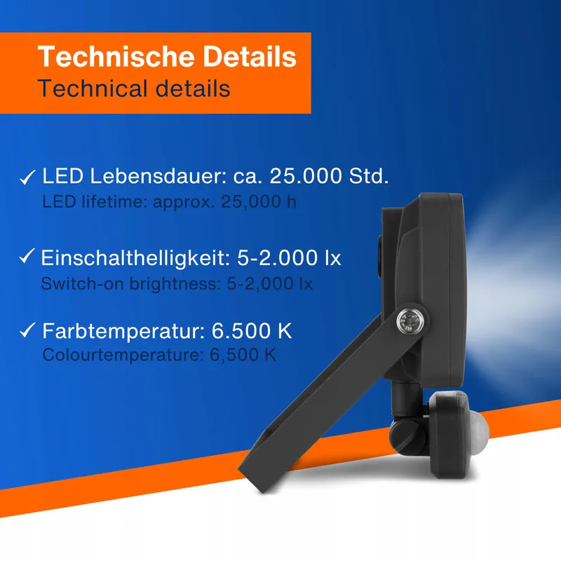 REV LED Wandlamp Met Bewegingssensor 10W 900lm IP44 6500K Antraciet — foto 5