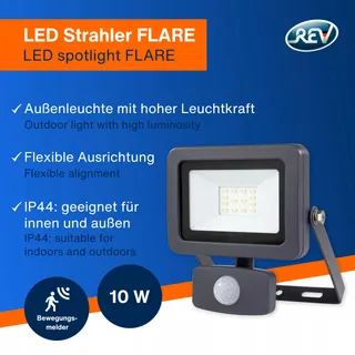 REV LED Wandlamp Met Bewegingssensor 10W 900lm IP44 6500K Antraciet — miniatuur 2